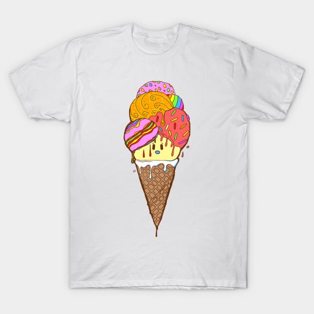 Rainbow Cute Ice Cream Cone T-Shirt by kenallouis
